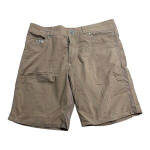 Kuhl Cargo Shorts Mens Size 36 Tan Khaki Stretch Hiking Nylon Stretch Flat Front